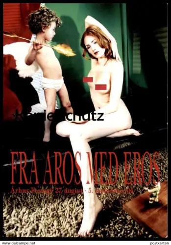 POSTKARTE ENGEL ANGEL AMOR PFEIL ANGE FRA AROS MED EROS nudity naked nude women girl breast seins nus Aarhus Festuge