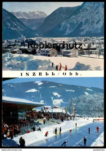 POSTKARTE INZELL BAYERN EISSCHNELLLAUF-STADION speed-skating stadium patinage de vitesse Eislaufen Winter hiver Schnee
