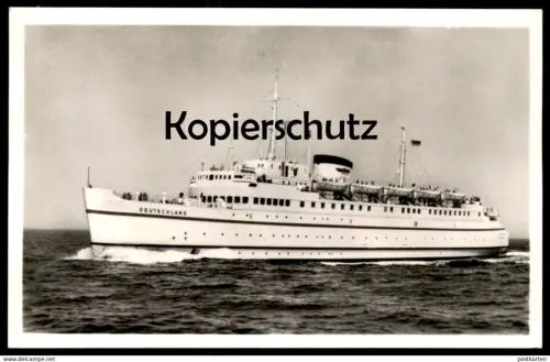 ÄLTERE POSTKARTE BUNDESBAHN-HOCHSEE-FÄHRSCHIFF MS DEUTSCHLAND SCHIFFSPOST STEMPEL Schiff Motorschiff ship Ansichtskarte