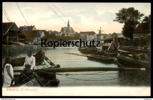 ALTE POSTKARTE EMDEN FALDERNDELFT FISCHER TRACHT fisher Mühle Windmühle Molen Moulin Windmill Schiff ship Ansichtskarte