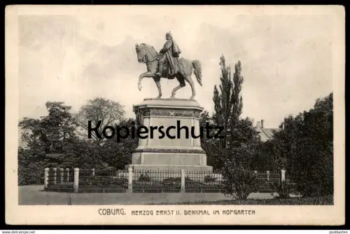 ALTE POSTKARTE COBURG HERZOG ERNST II. DENKMAL IM HOFGARTEN horse monument cpa postcard AK Ansichtskarte Bayern Bavaria