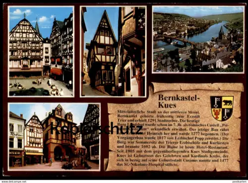 POSTKARTE BERNKASTEL-KUES WAPPEN & GESCHICHTE CHRONIK CHRONIKKARTE chronique chronicle storycard Ansichtskarte cpa AK