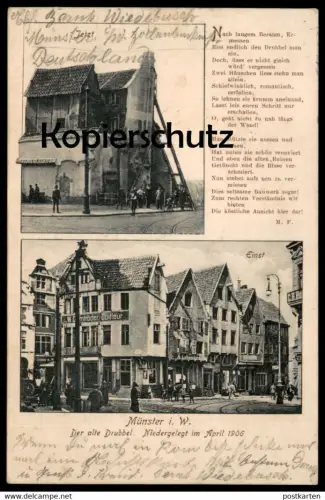 ALTE POSTKARTE MÜNSTER WESTFALEN ABBRUCH DES DRUBBEL APRIL 1906 A. Lobenstein cpa postcard AK Ansichtskarte Muenster