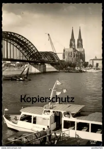 ÄLTERE POSTKARTE KÖLN AM RHEIN BOOT STROLCH & KRAN SCHIFF FRIEDRICH KRUPP RHEINHAUSEN ship bateau grue crane postcard AK