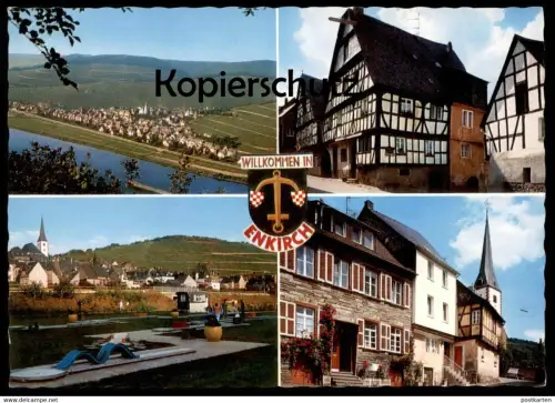 ÄLTERE POSTKARTE WILLKOMMEN IN ENKIRCH MOSEL Traben-Trarbach Anker Wappen Minigolf  crazy miniature mini-golf postcard