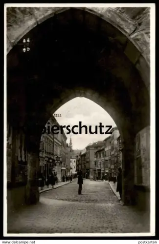 ALTE POSTKARTE IGLAU JIHLAVA DURCHBLICK DURCH FRAUENTOR IN FRAUENGASSE CZECHOSLOVAKIA Czech Republic Mähren Moravie cpa
