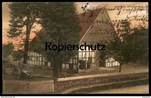 ALTE POSTKARTE WESTFÄLISCHES BAUERNHAUS Stempel Osnabrück 1910 Haus traditional house farm Bauernhof Ansichtskarte cpa