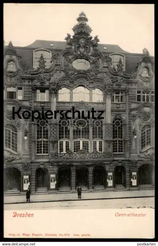 ALTE POSTKARTE DRESDEN CENTRALTHEATER Theater théatre playhouse Plakat Werbung cpa postcard AK Ansichtskarte