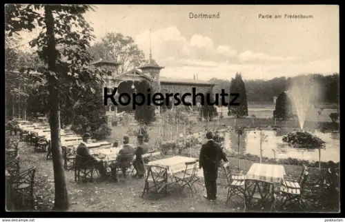 ALTE POSTKARTE DORTMUND PARTIE AM FREDENBAUM Restauration Springbrunnen Fontaine Fountain cpa postcard AK Ansichtskarte