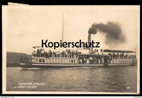 ALTE POSTKARTE WÖRTHERSEE DAMPFER HELIOS steam ship bateau à vapeur Woerthersee Kärnten Austria postcard Ansichtskarte