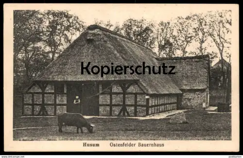 ALTE POSTKARTE HUSUM OSTENFELDER BAUERNHAUS Haus traditional house farm Bauernhof ferme Kuh cow vache cpa postcard