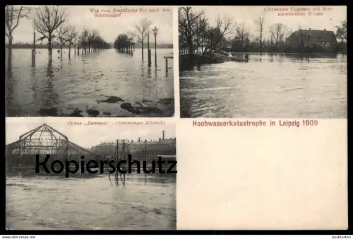 ALTE POSTKARTE ZIRKUS SARRASANI ABBAU BEI HOCHWASSER LEIPZIG Cirkus Circus cirque flood Flut cpa postcard Ansichtskarte