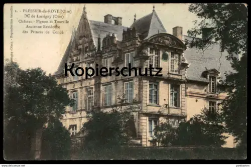 ALTE POSTKARTE PLESSIER-DE-ROYE DE LASSIGNY OISE CHATEAU PIGNON ET TOURELLE ANCIENNE RÉSIDENCE castle cpa Feldpost 1914