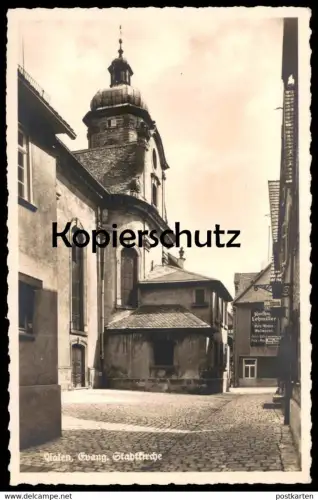 ALTE POSTKARTE AALEN EVANGELISCHE STADTKIRCHE KAUFHAUS LOHMILLER KURZ- WEISS- WOLLWAREN EIER GENING WERKSTATT ELSER AK