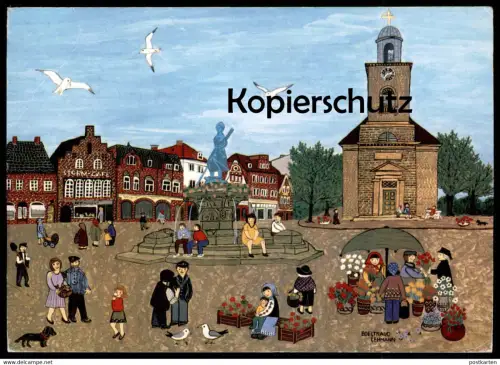 ÄLTERE KÜNSTLER POSTKARTE HUSUM NORDSEE TINE AUF DEM MARKT SIGN. EDELTRAUD LEHMANN cpa postcard AK Ansichtskarte