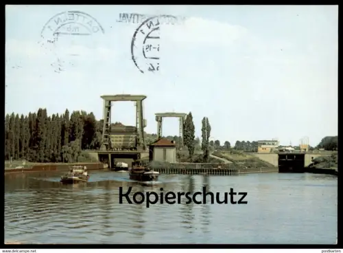 ÄLTERE POSTKARTE DATTELN SCHLEUSE AM HAFEN FRACHTSCHIFF STEMPEL KANALFESTIVAL 1975 cargo ship sluice écluse cpa postcard
