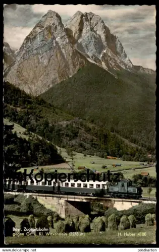 ÄLTERE POSTKARTE BAYRISCHE ZUGSPITZBAHN GEGEN WAXENSTEIN Krokodil-Lokomotive locomotive Eisenbahn Railway chemin de fer