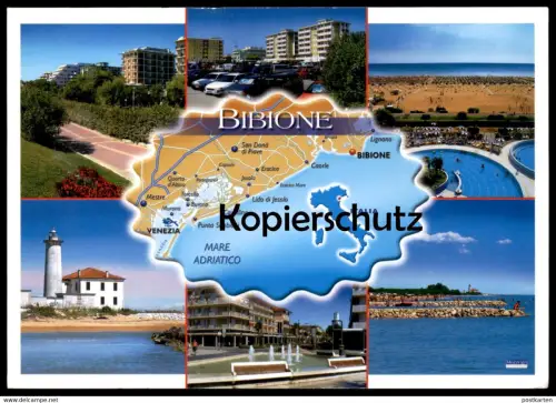POSTKARTE BIBIONE OPEL ASTRA OMEGA ZAFIRA Auto Autos car cars map Lignano Caorle Eraclea Jesolo postcard Ansichtskarte