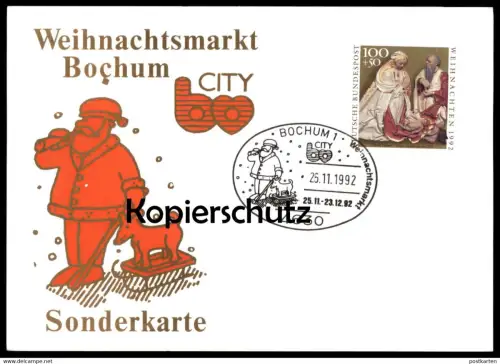 ÄLTERE SONDERKARTE BOCHUM CITY WEIHNACHTSMARKT 1992 NIKOLAUS KARTE SONDERSTEMPEL Michel Nr. 1640 Christi Geburt postcard