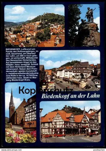POSTKARTE BIEDENKOPF LAHN INFORMATIONEN Information storycard Ford Escort VW Polo Auto car cars postcard Ansichtskarte