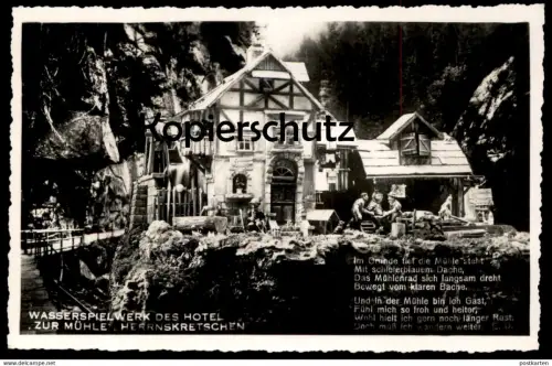 ALTE POSTKARTE HERRNSKRETSCHEN WASSERSPIELE MODELL HRENSKO SÄGEMÜHLE Mühle mill postcard Ceska republika Czech Republic