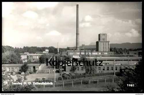 ALTE POSTKARTE LENZING OBERÖSTERREICH ZELLWOLLEFABRIK Fabrik fabrique factory Eisenbahn railroad VW Käfer Austria cpa AK