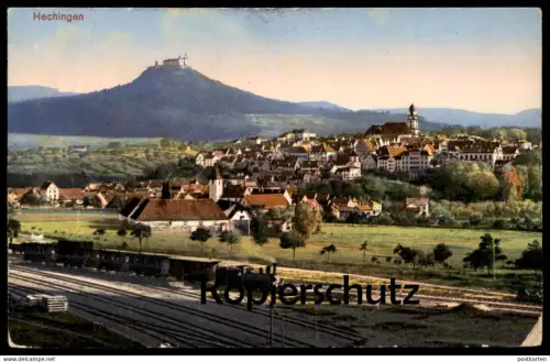 ALTE POSTKARTE HECHINGEN LOKOMOTIVE DAMPFLOK Zug gare station train steam engine locomotive à vapeur Burg Hohenzollern