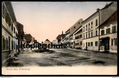 ALTE POSTKARTE GRUSS AUS ORTENBURG MARKT BRUNNEN APOTHEKE BÄCKER postcard cpa AK Ansichtskarte