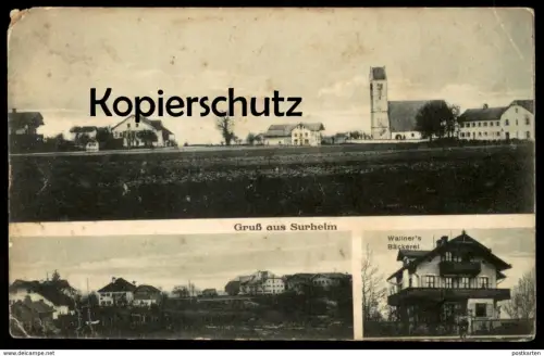 ALTE POSTKARTE GRUSS AUS SURHEIM WALLNERS BÄCKEREI Saaldorf-Surheim bei Freilassing Bakery Boulangerie Bäcker postcard