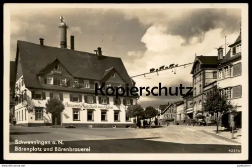 ALTE POSTKARTE SCHWENNINGEN AM NECKAR BÄRENPLATZ & BÄRENBRAUEREI Brauerei Brewery Brasserie Ours Bear LKW Pickup Camion