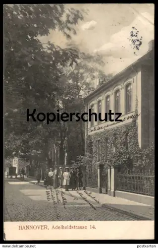 ALTE POSTKARTE HANNOVER ADELHEIDSTRASSE 14 PENSIONAT WEBER 1908 cpa postcard AK Ansichtskarte
