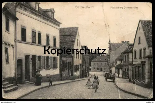 ALTE POSTKARTE GERMERSHEIM PFLASTERBERG HAUPTSTRASSE FUHRWERK KINDER cpa postcard AK Ansichtskarte