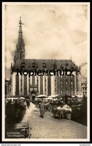 ALTE POSTKARTE WÜRZBURG MARIENKAPELLE MARKT STAND Market place Marktplatz Marché Gemüse Vegetables Légumes cpa postcard