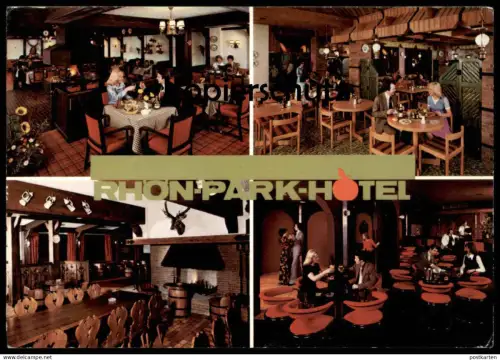 ÄLTERE POSTKARTE RHÖN-PARK-HOTEL HAUSEN-ROTH Bar Hirsch cerf deer dancing couple Ansichtskarte AK cpa postcard