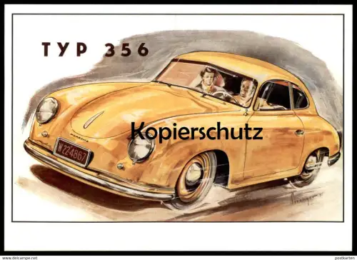 ÄLTERE POSTKARTE PORSCHE TYP 356 P.A.R.C ARCHIV-EDITION SIGN. STRENGER '57 Auto Car cpa postcard AK Ansichtskarte