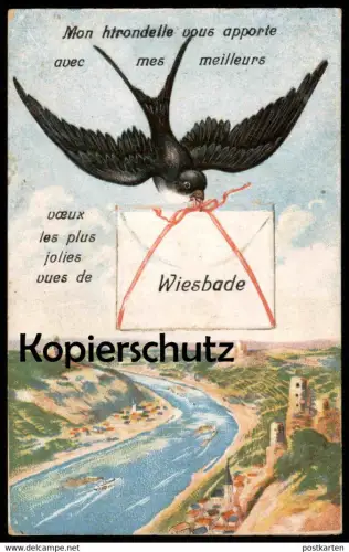 ALTE POSTKARTE VUES DE WIESBADE AVEC MES MEILLEURS WIESBADEN Systemkarte Leporello carte à systeme cpa postcard AK