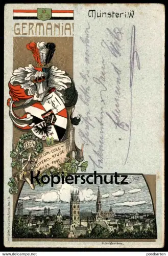 ALTE POSTKARTE MÜNSTER KStV GERMANIA DEUM LITTERIS Studentika Studentica Societe d'etudiant Student Society Couleurkarte