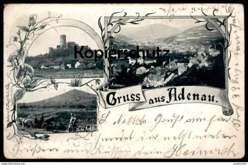 ALTE POSTKARTE GRUSS AUS ADENAU NÜRBURG HOHE ACHT TOTALANSICHT Total Panorama Gesamtansicht Eifel postcard Ansichtskarte