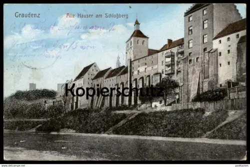 ALTE POSTKARTE GRAUDENZ ALTE HÄUSER AM SCHLOSSBERG 1915 Feldpost Grudziadz Polska Poland Polen Pommern AK cpa postcard