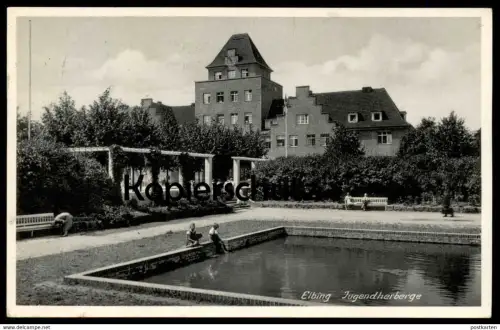 ALTE POSTKARTE ELBING JUGENDHERBERGE 1940 Elblag Feldpost Flagge Polska Poland Polen Youth hostel auberge de jeunesse AK