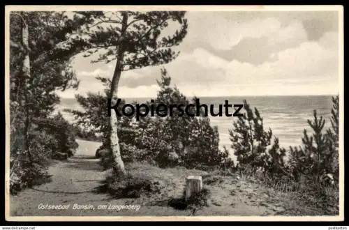 ÄLTERE POSTKARTE OSTSEEBAD BANSIN AM LANGENBERG Heringsdorf Usedom Uznam Ostsee Baltic Sea Grenzstein landmark borne
