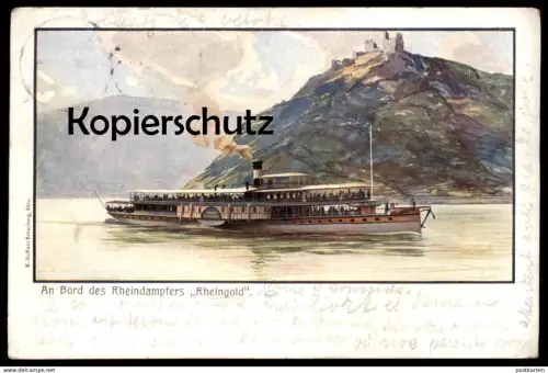 ALTE POSTKARTE AN BORD DAMPFER RHEINGOLD KÖLN DÜSSELDORFER RHEIN DAMPFSCHIFFAHRT Schiff Steam Ship bateau à vapeur