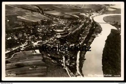 ALTE POSTKARTE WETTIN ORIGINAL FLIEGERAUFNAHME 1944 LUFTBILD bei Halle Saale Löbejün cpa postcard AK Ansichtskarte