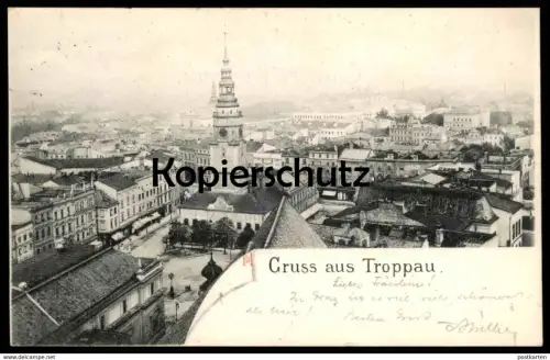 ALTE POSTKARTE GRUSS AUS TROPPAU 1898 PANORAMA TOTALANSICHT SCHLESIEN OPAVA Ceska Republika cpa postcard AK