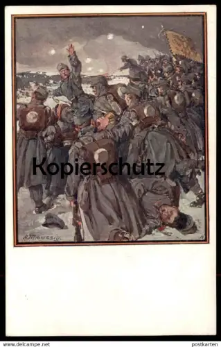 ALTE POSTKARTE ANGRIFF SOLDATEN ANTON MARUSSIG MILITÄR MILITARY Attack Offense Attaque Soldat Soldats Soldier Soldiers