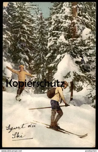ALTE POSTKARTE FAIRE SPORT DU SKI ALPINE SKI FAHREN WINTERWALD ABFAHRT go skiing Tourenski cpa postcard AK Ansichtskarte