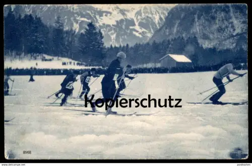 ALTE POSTKARTE SKIRENNEN SKILANGLAUF Langlauf Racing Meisterschaft faire du ski Stempel Aarau Aargau cpa Ansichtskarte