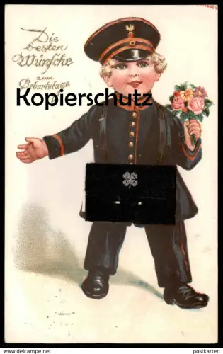 ALTE SYSTEM-POSTKARTE GELDSCHEIN GEBURTSTAG 100 Mark Reichsbank Monnaies money monnaie billet de banque carte à systeme