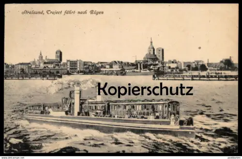 ALTE POSTKARTE STRALSUND TRAJECT FÄHRT NACH RÜGEN FÄHRE railway postcard Eisenbahn train Zug cpa AK Ansichtskarte