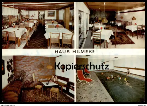 ÄLTERE POSTKARTE SAALHAUSEN HAUS HILMEKE AMT KIRCHHUNDEM Lennestadt Schwimmbad piscine swimming pool cpa postcard AK